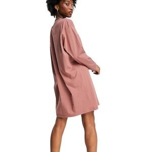 Oversized Long Sleeve T-Shirt Dress (in taupe)